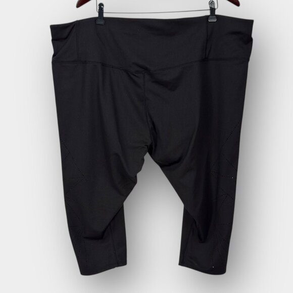 🟢 2/$25 ~ ACX Active 3X Black Laser Cut Capri Leggings High Waist Geometric - Picture 2 of 6